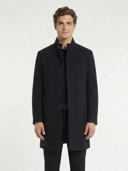 Lacivert Regular Fit Klasik Dokuma Palto