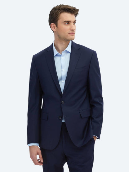 Saks Düz Slim Fit Yün Karışımlı Takım Elbise