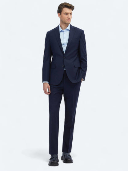 Saks Düz Slim Fit Yün Karışımlı Takım Elbise