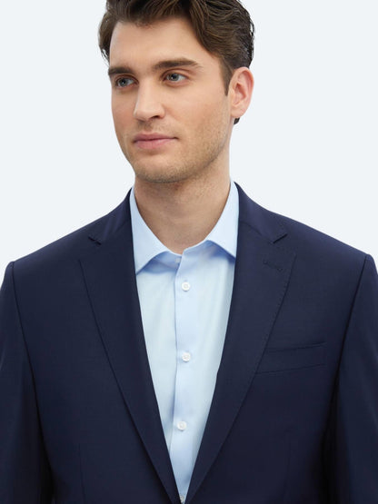 Saks Düz Slim Fit Yün Karışımlı Takım Elbise