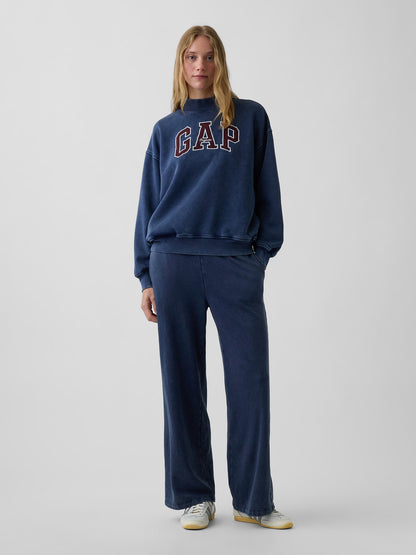 Lacivert Vintagesoft Oversized Mockneck Logo Sweatshirt