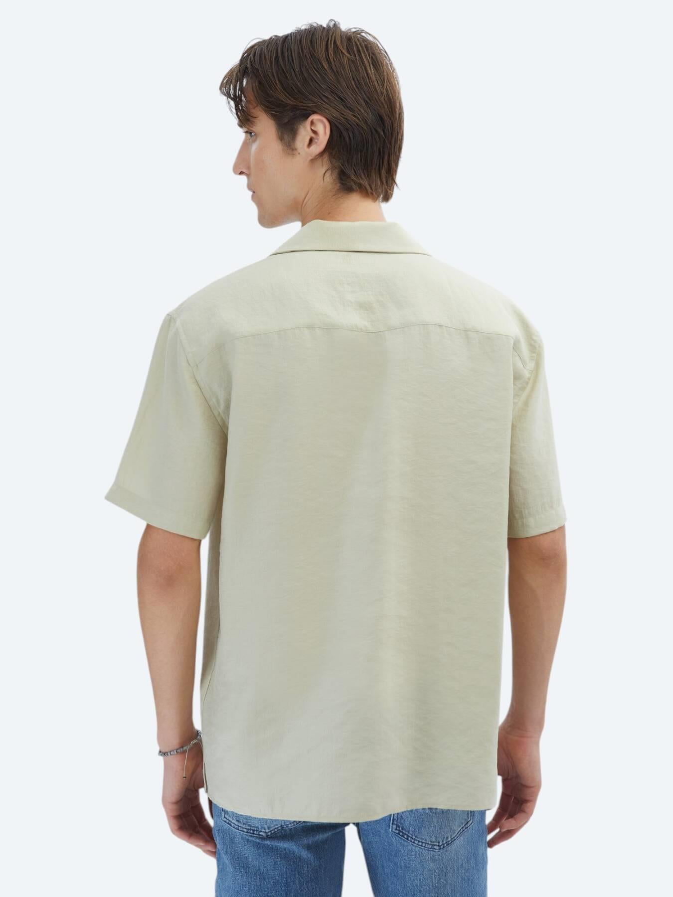 Limon Küfü Düz Oversize Fit Kısa Dokuma Casual Gömlek