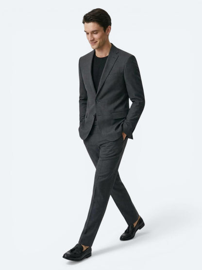 Antrasit Düz Modern Fit Yün Karışımlı Takım Elbise