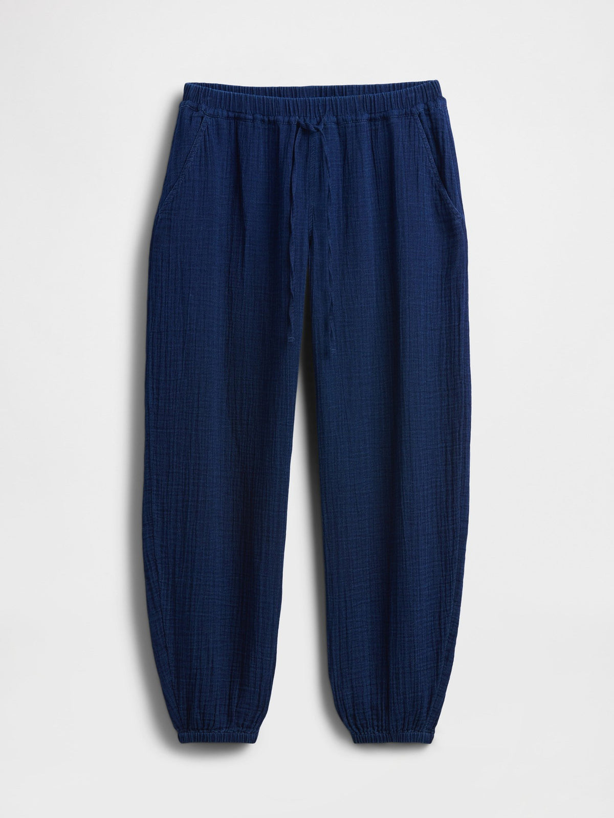 Koyu Mavi Pamuk Gauze Denim Easy Barrel Jogger Pantolon