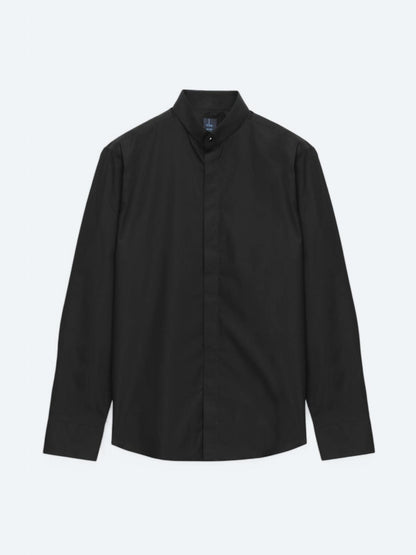 Siyah Regular Fit Uzun Dokuma Klasik %100 Pamuk Gömlek