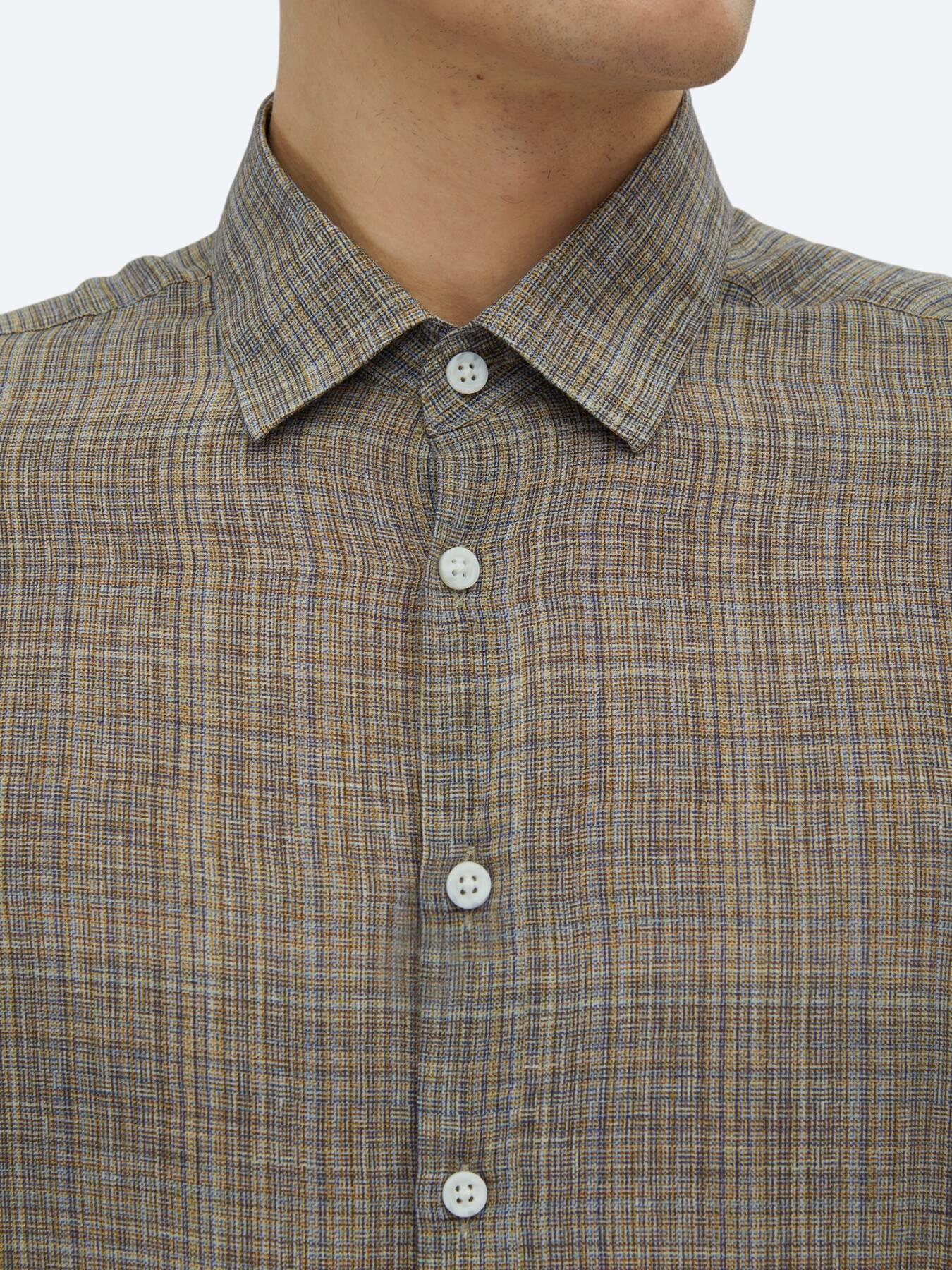 Vizon Baskılı Regular Fit Uzun Dokuma Casual Gömlek