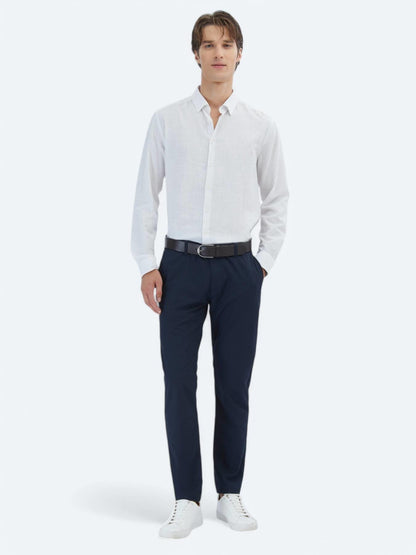 Mavi Çizgili Regular Fit Uzun Dokuma Casual %100 Pamuk Gömlek