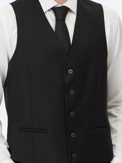 Siyah Slim Fit Klasik Dokuma Yelek