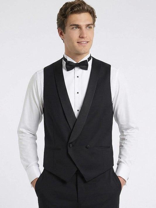 Siyah Slim Fit Klasik Dokuma Yelek
