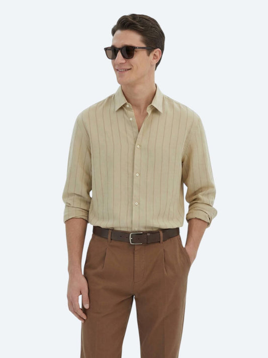 Limon Küfü Oversize Fit Uzun Dokuma Casual Gömlek