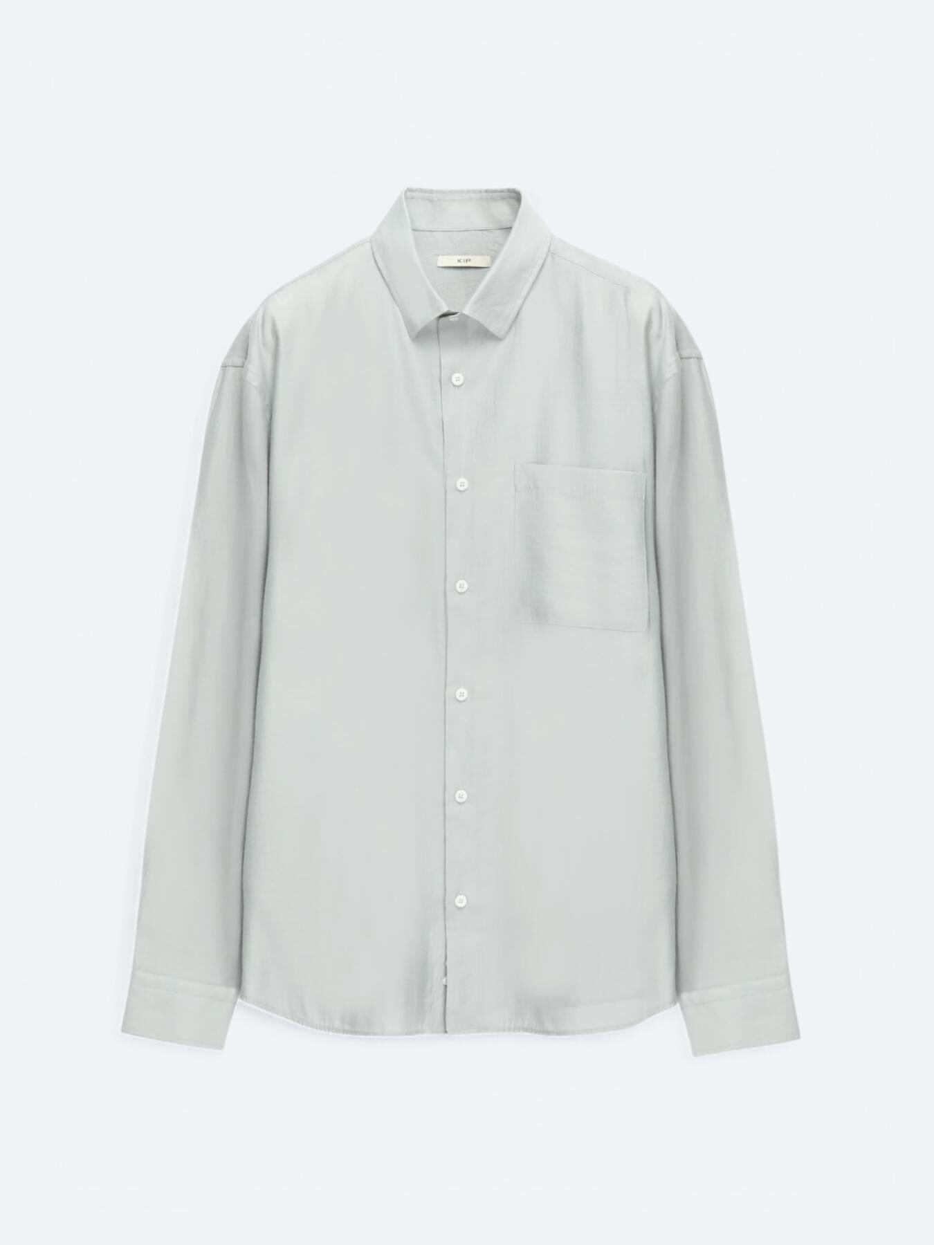 Gri Düz Oversize Fit Uzun Dokuma Casual Gömlek