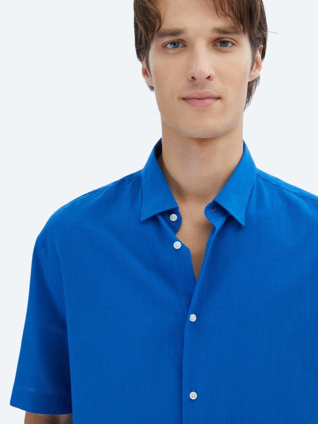 Saks Oversize Fit Kısa Dokuma Casual %100 Pamuk Gömlek