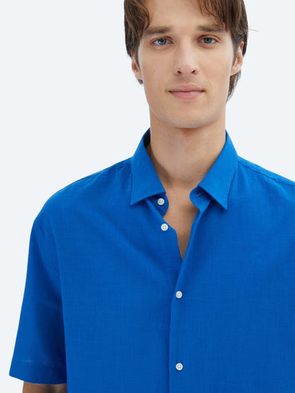 Saks Oversize Fit Kısa Dokuma Casual %100 Pamuk Gömlek