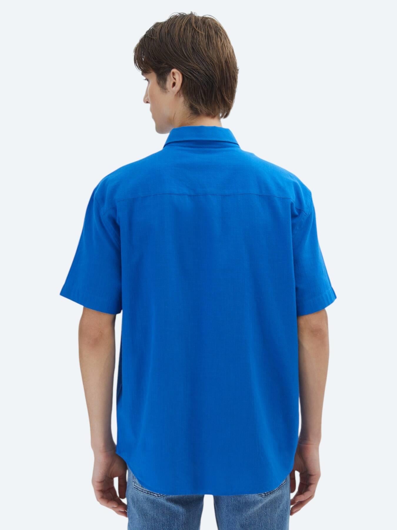 Saks Oversize Fit Kısa Dokuma Casual %100 Pamuk Gömlek