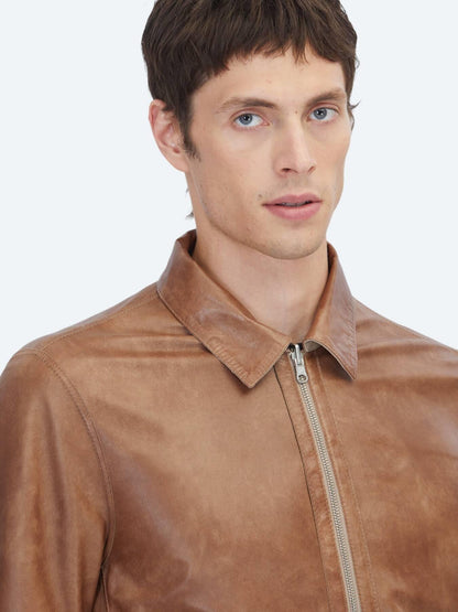 Vizon Regular Fit Gömlek Yaka Smart Casual Çift Taraflı Deri Mont