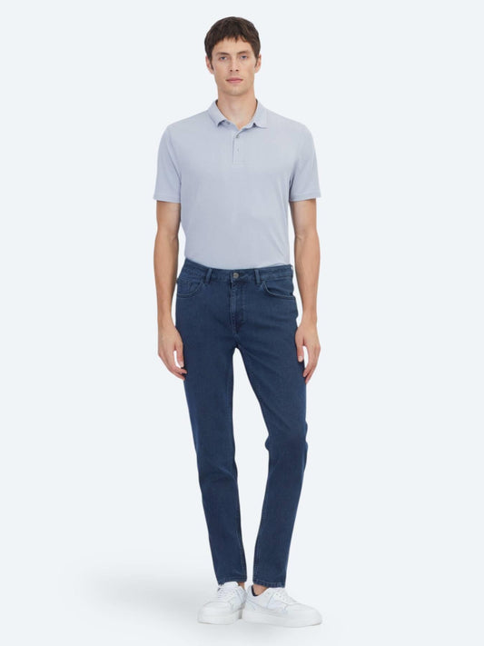 Lacivert Slim Fit Denim Pamuk Karışımlı Pantolon