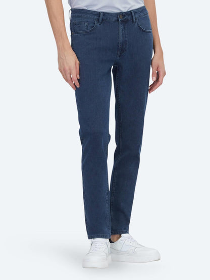 Lacivert Slim Fit Denim Pamuk Karışımlı Pantolon