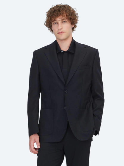 Siyah Mikro Modern Fit %100 Yün Ceket