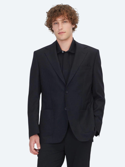 Siyah Mikro Modern Fit %100 Yün Ceket
