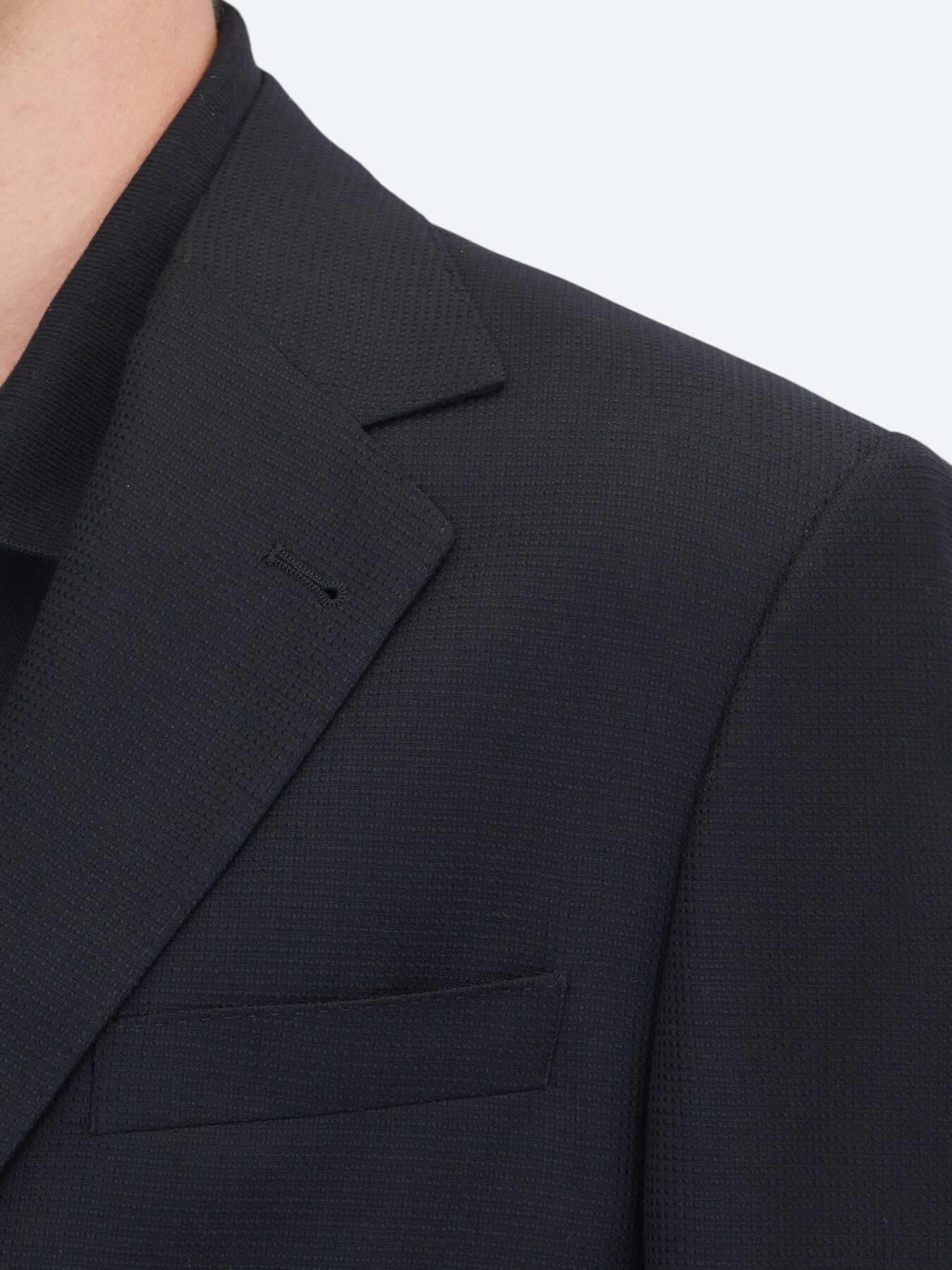 Siyah Mikro Modern Fit %100 Yün Ceket