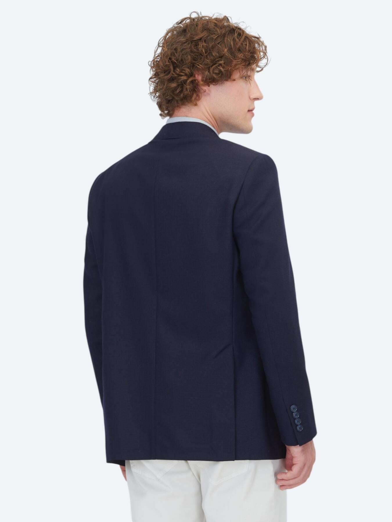 Lacivert Mikro Modern Fit %100 Yün Ceket