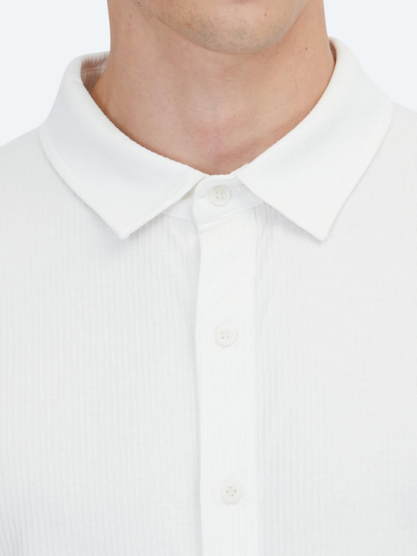 Beyaz Çizgili Regular Fit Kısa Casual Gömlek
