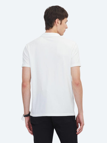Beyaz Çizgili Regular Fit Kısa Casual Gömlek