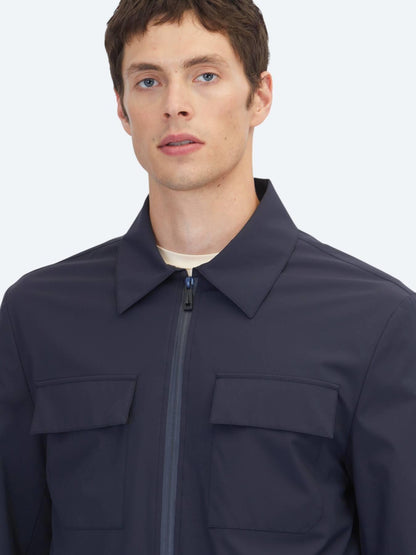 Lacivert Regular Fit Gömlek Yaka Casual Dokuma Mont