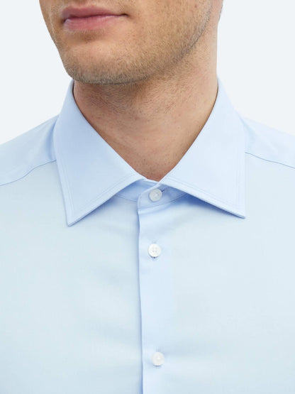 Koyu Mavi Düz Slim Fit Uzun Dokuma Klasik %100 Pamuk Gömlek