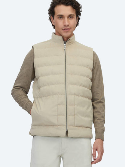 Bej Regular Fit Dik Yaka Casual Dokuma Spor Yelek