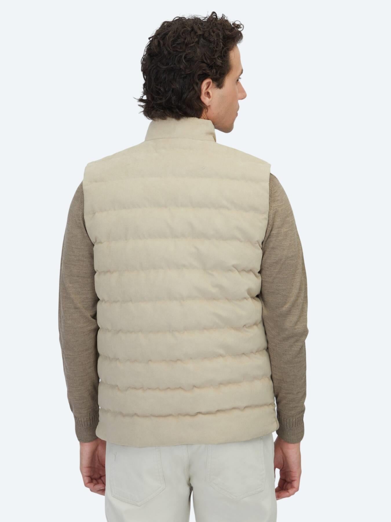 Bej Regular Fit Dik Yaka Casual Dokuma Spor Yelek