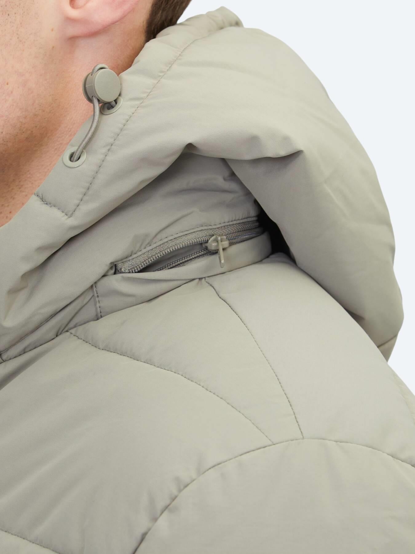 Haki Regular Fit Kapüşonlu Casual Dokuma Mont