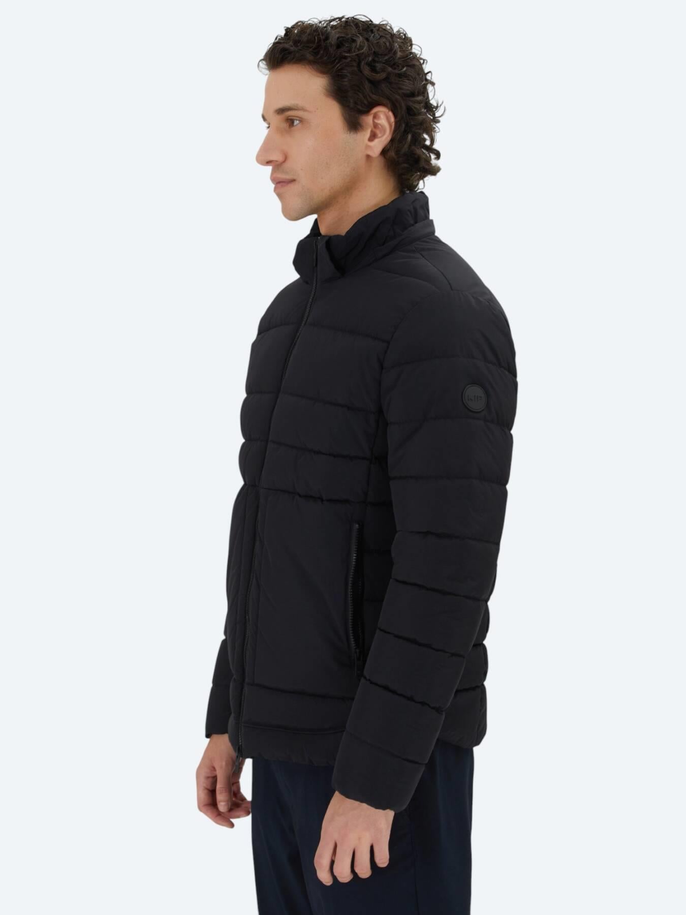 Siyah Regular Fit Kapüşonlu Casual Dokuma Mont