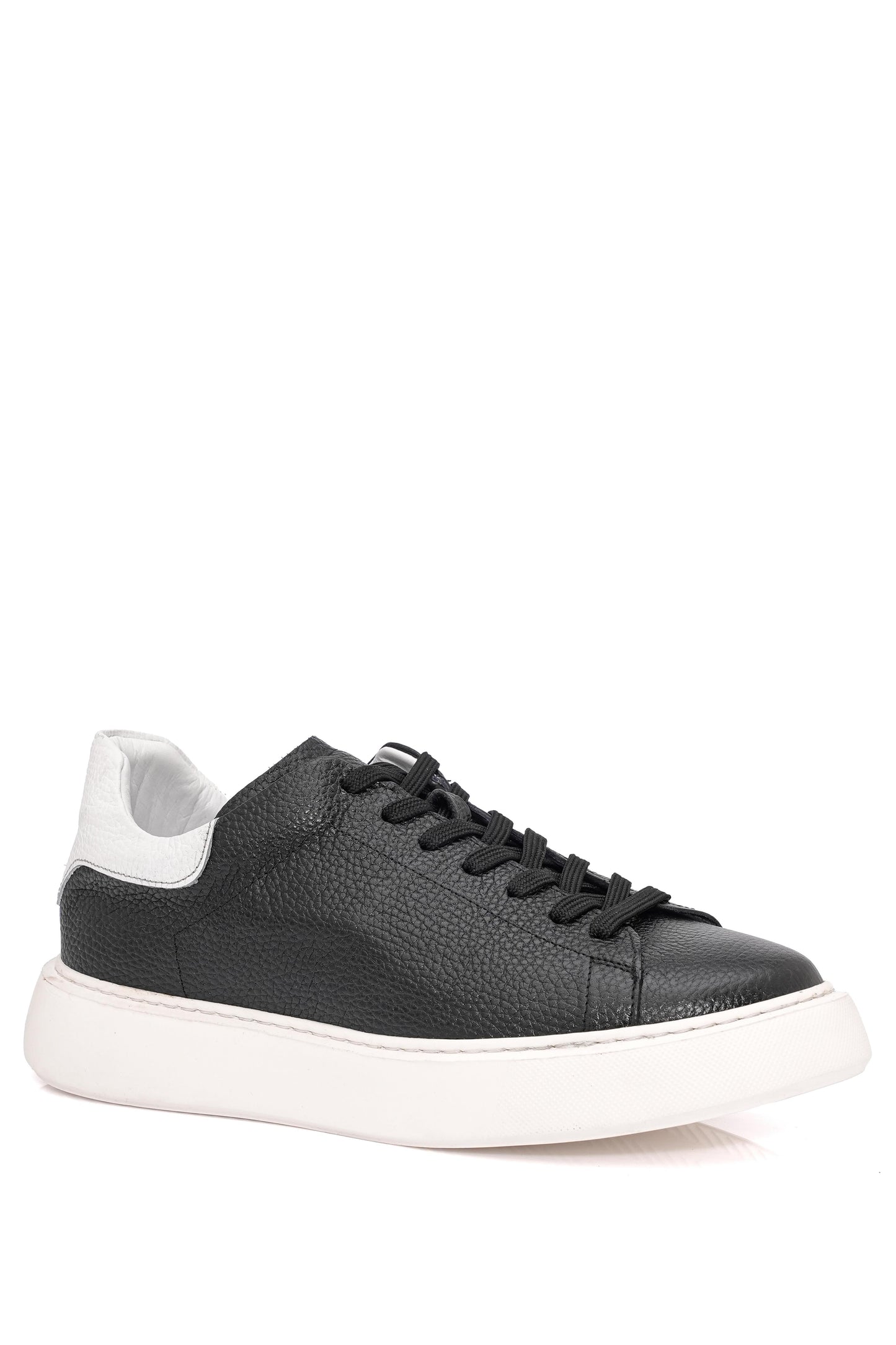 Bağcıklı Kalın Eva Taban Siyah Deri Sneaker Ayakkabı 2025-5