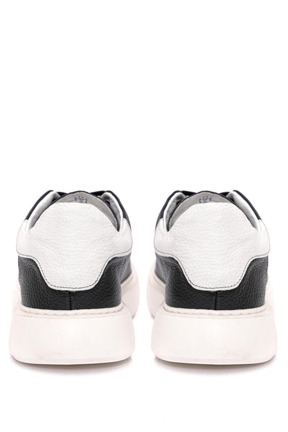 Bağcıklı Kalın Eva Taban Siyah Deri Sneaker Ayakkabı 2025-5