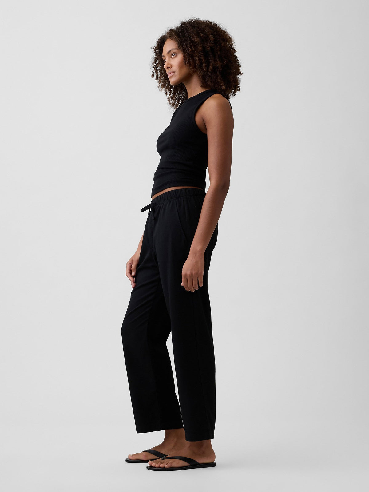 Siyah Mid Rise Easy Twill Pantolon