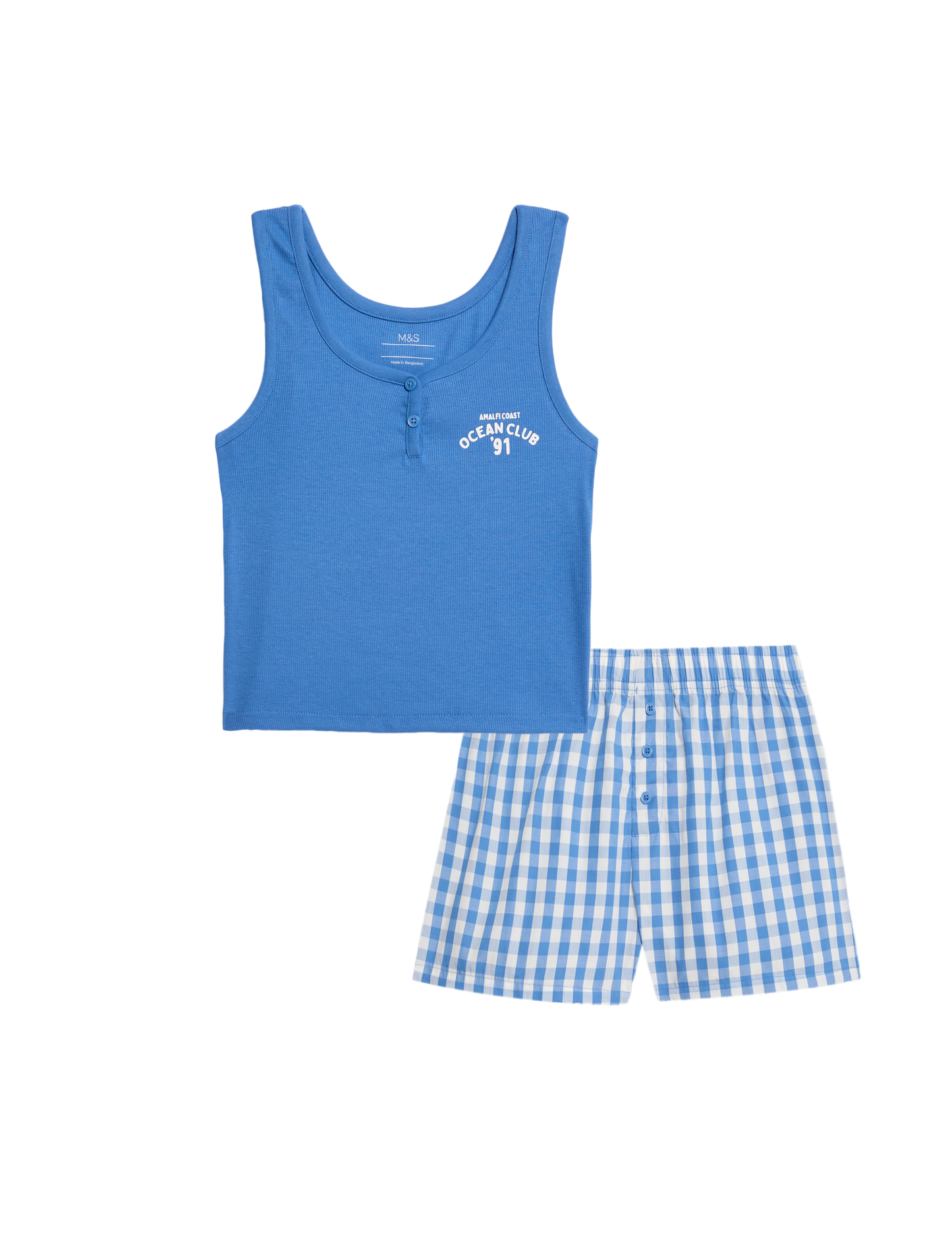 Kız Çocuk Pamuk Karışımlı Kareli Kısa Pijama Takımı (6-16 Yaş)