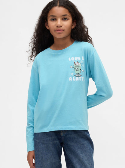 Açık Mavi Relaxed Grafik T-shirt