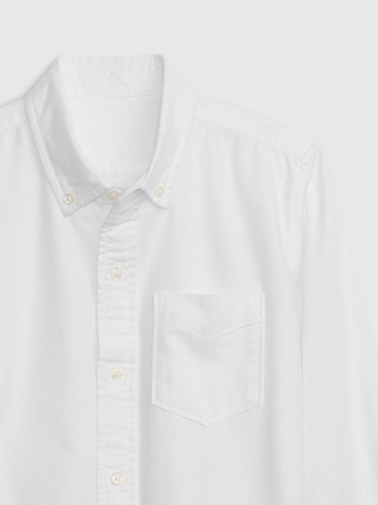 Beyaz Organik Pamuklu Oxford Uniform Gömlek