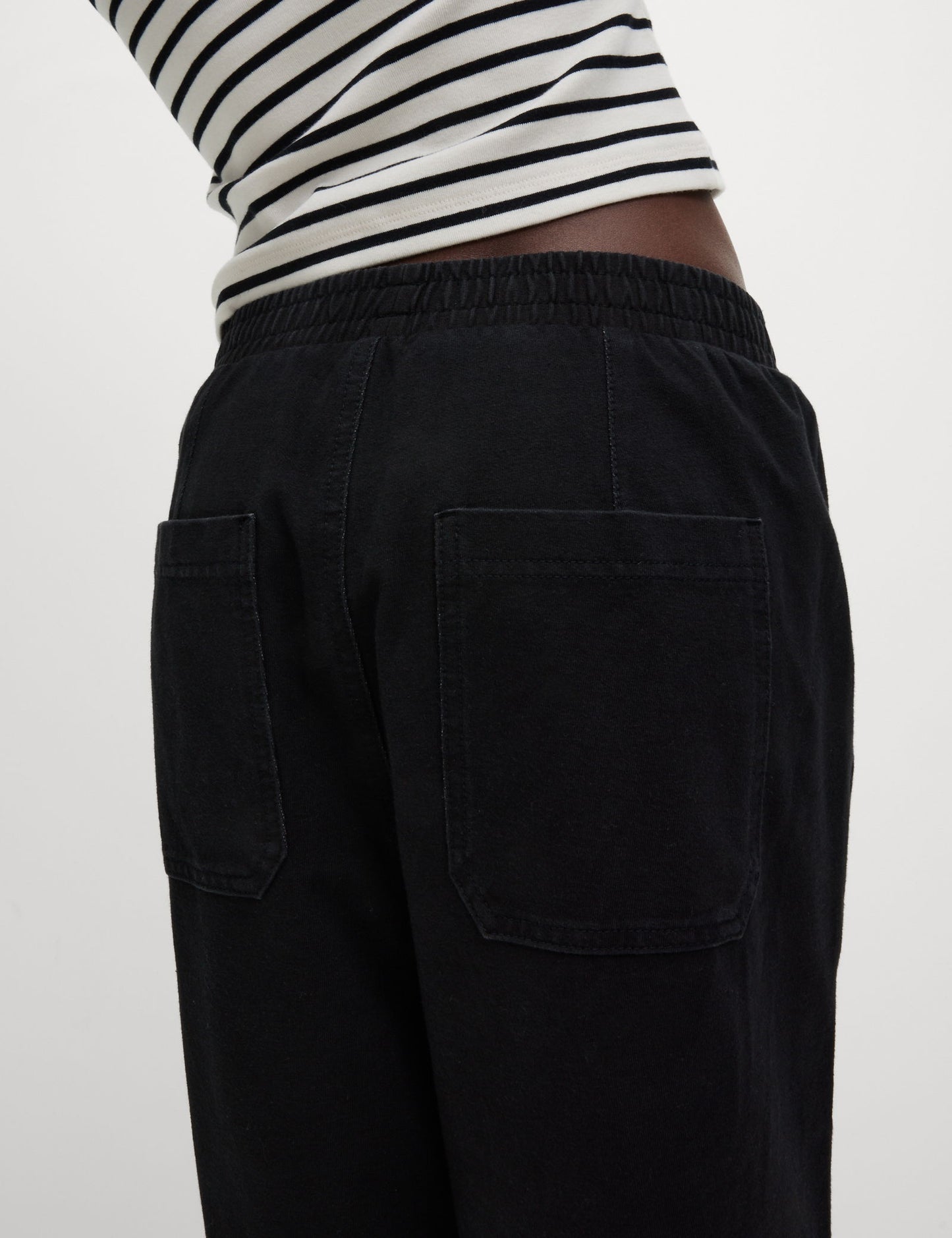 Denim Görünümlü Jarse Düz Paça Pantolon