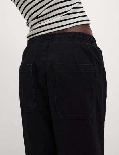 Denim Görünümlü Jarse Düz Paça Pantolon