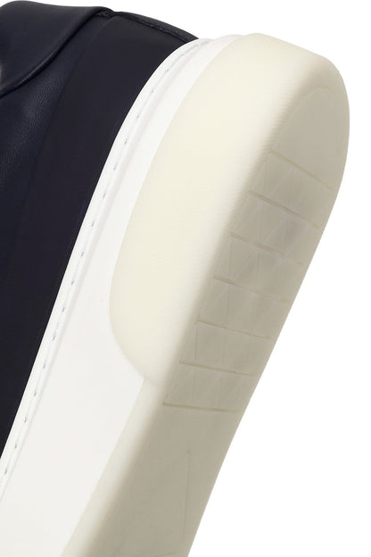 Erkek Lacivert Bağcıklı Kalın Tabanlı Deri Sneaker