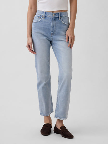 Açık Mavi High Rise ’90s Slim Straight Crop Jean Pantolon