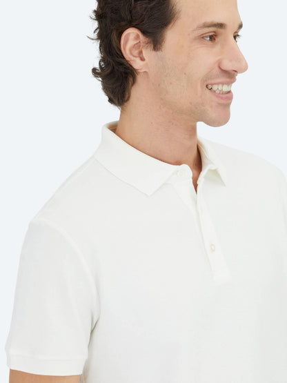 Ekru Düz Polo Yaka %100 Pamuk T-shirt