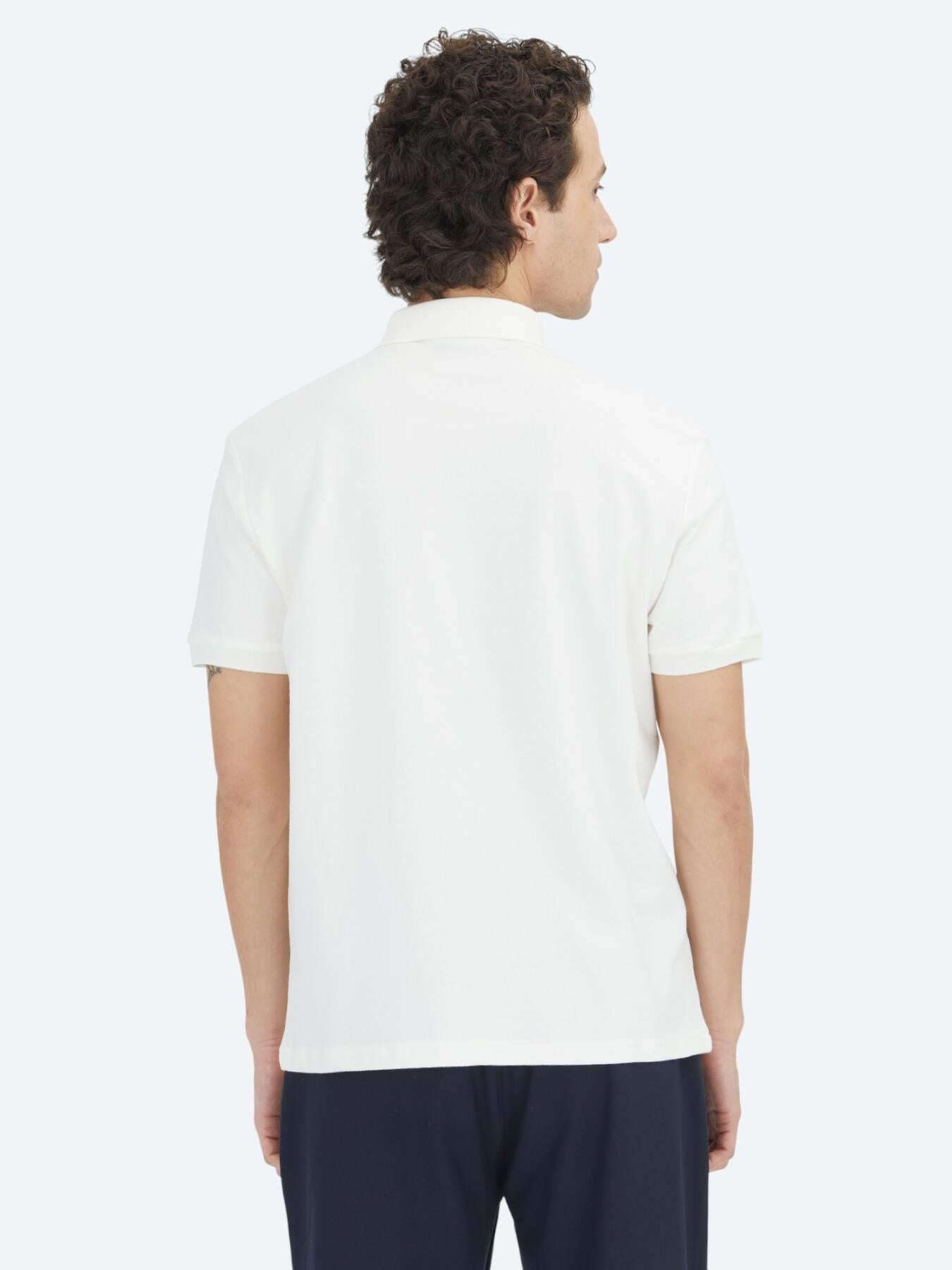 Ekru Düz Polo Yaka %100 Pamuk T-shirt