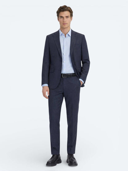 Mavi Düz Slim Fit Uzun Dokuma Klasik %100 Pamuk Gömlek