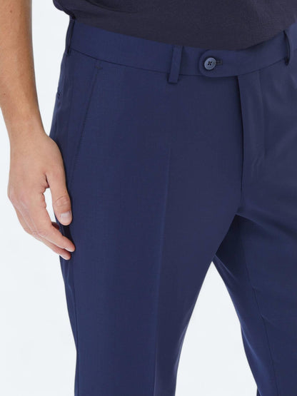 Saks Dokuma Fitted Fit Klasik Yün Karışımlı Pantolon