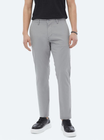 Gri Dokuma Slim Fit Casual Pantolon