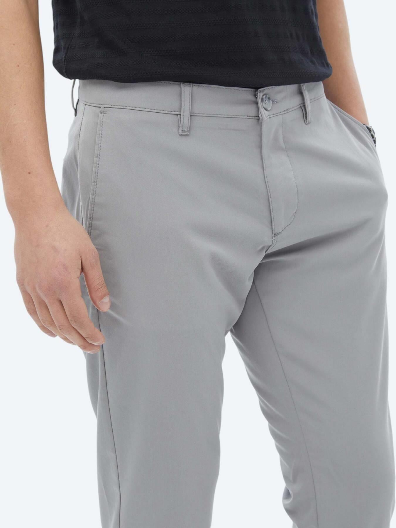 Gri Dokuma Slim Fit Casual Pantolon