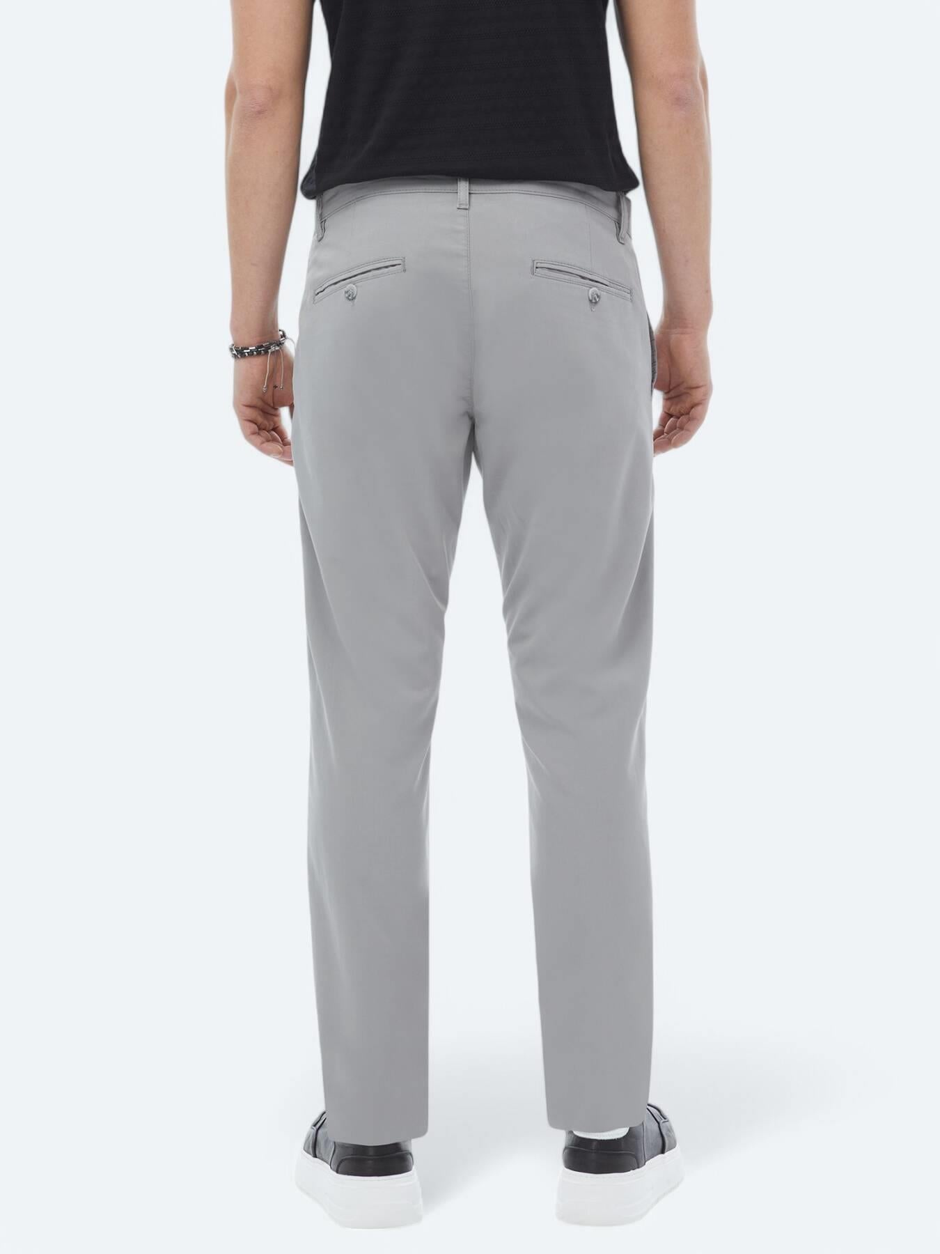 Gri Dokuma Slim Fit Casual Pantolon